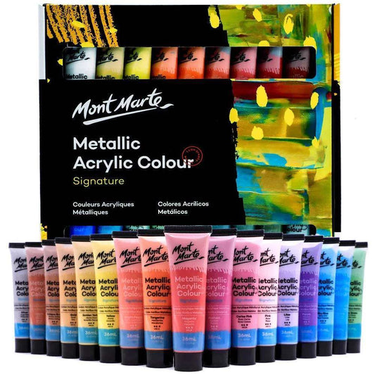 Mont Marte Metallic Acrylic Color Paint Set 36ml 36pcs