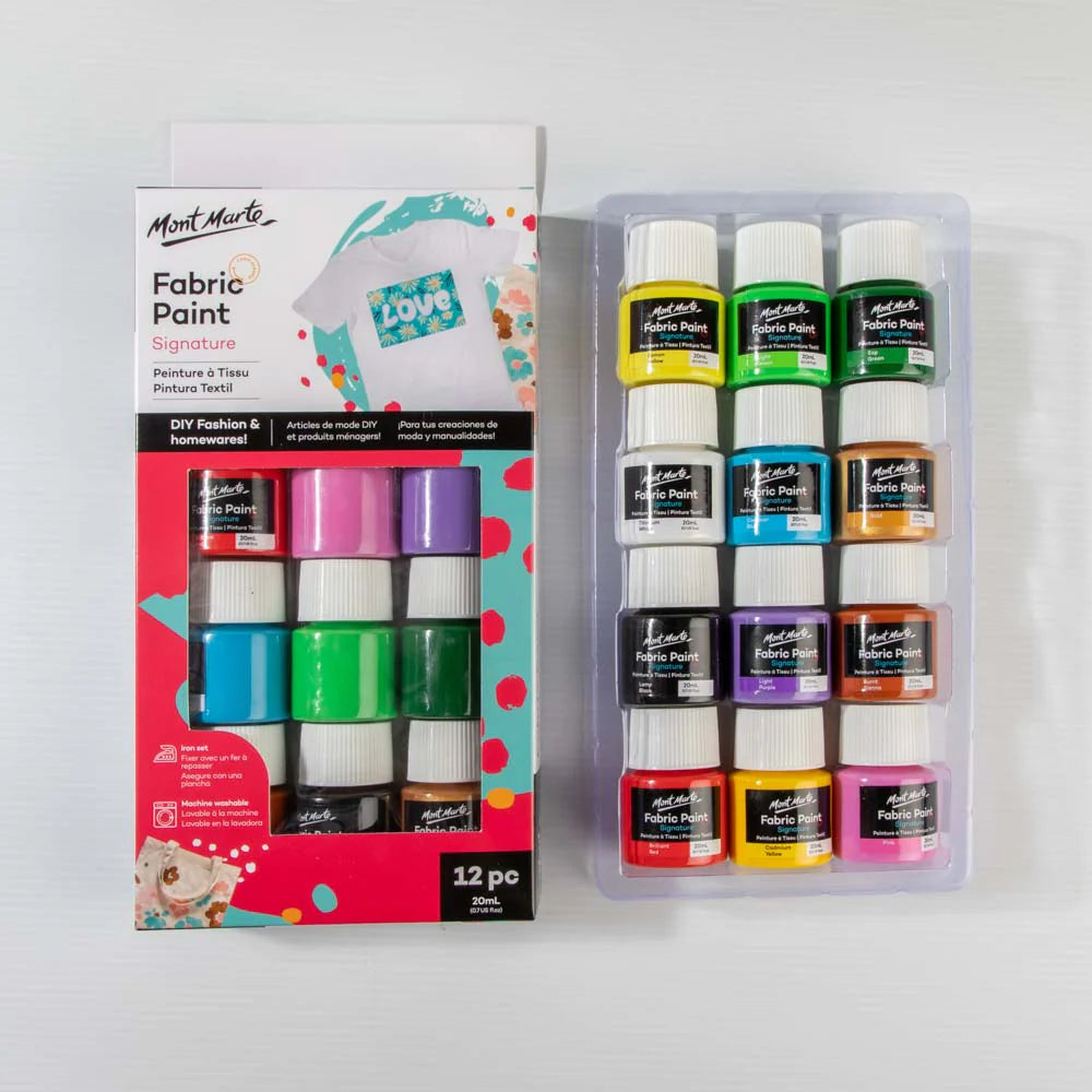 Mont Marte Signature Fabric Paint Set 20ml 12pcs