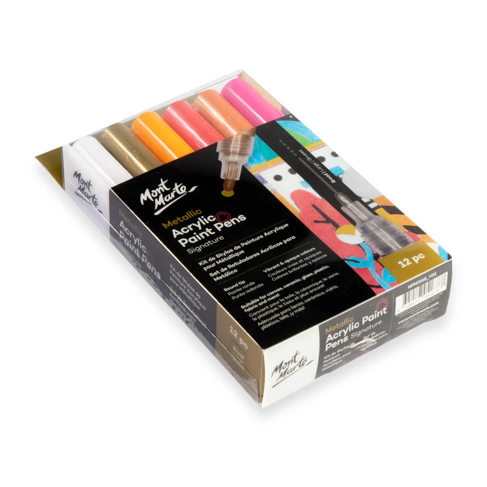 Mont Marte Metallic Acrylic Paint Pens 12pcs