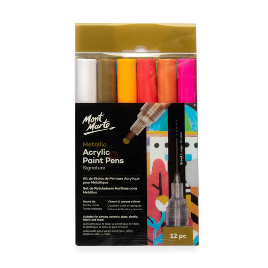 Mont Marte Metallic Acrylic Paint Pens 12pcs