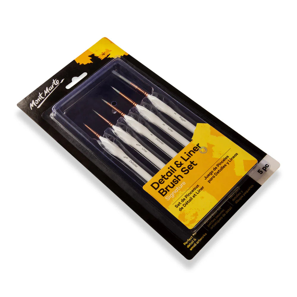 Mont Marte Detail & Liner Taklon Brush Set 5pcs