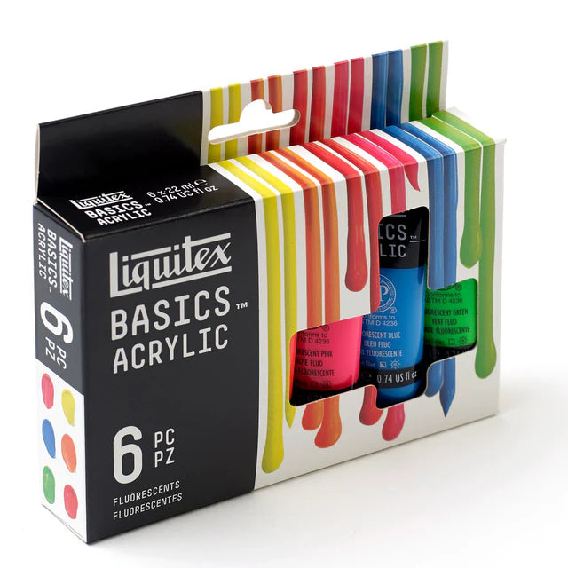 Liquitex Basics Fluorescent Acrylic Paint Set 22ml 6pcs