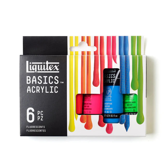 Liquitex Basics Fluorescent Acrylic Paint Set 22ml 6pcs