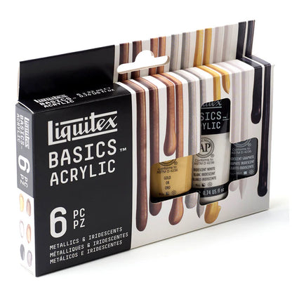 Liquitex Basics Metallic & Iridescent Acrylic Paint Set 22ml 6pcs