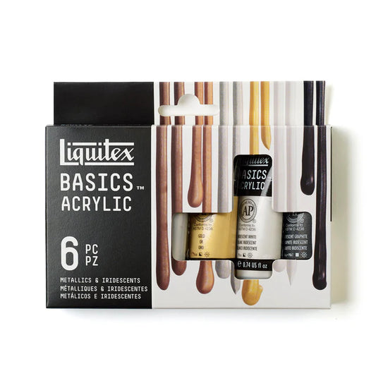 Liquitex Basics Metallic & Iridescent Acrylic Paint Set 22ml 6pcs