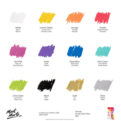 Mont Marte Signature Acrylic Paint Pens 12pcs