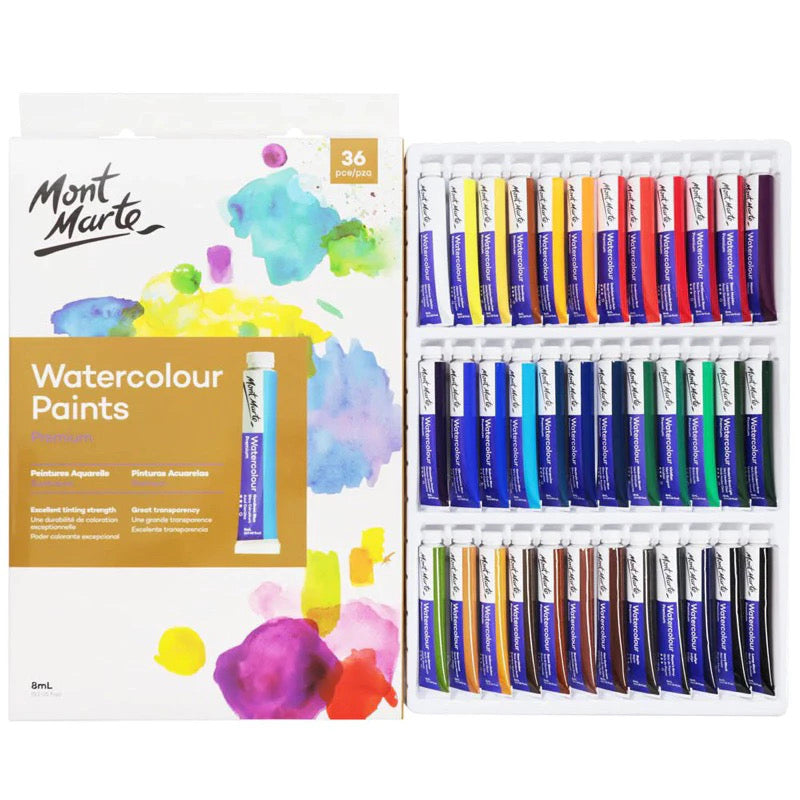 Mont Marte Watercolour Paints Premium Set 8ml 36pcs