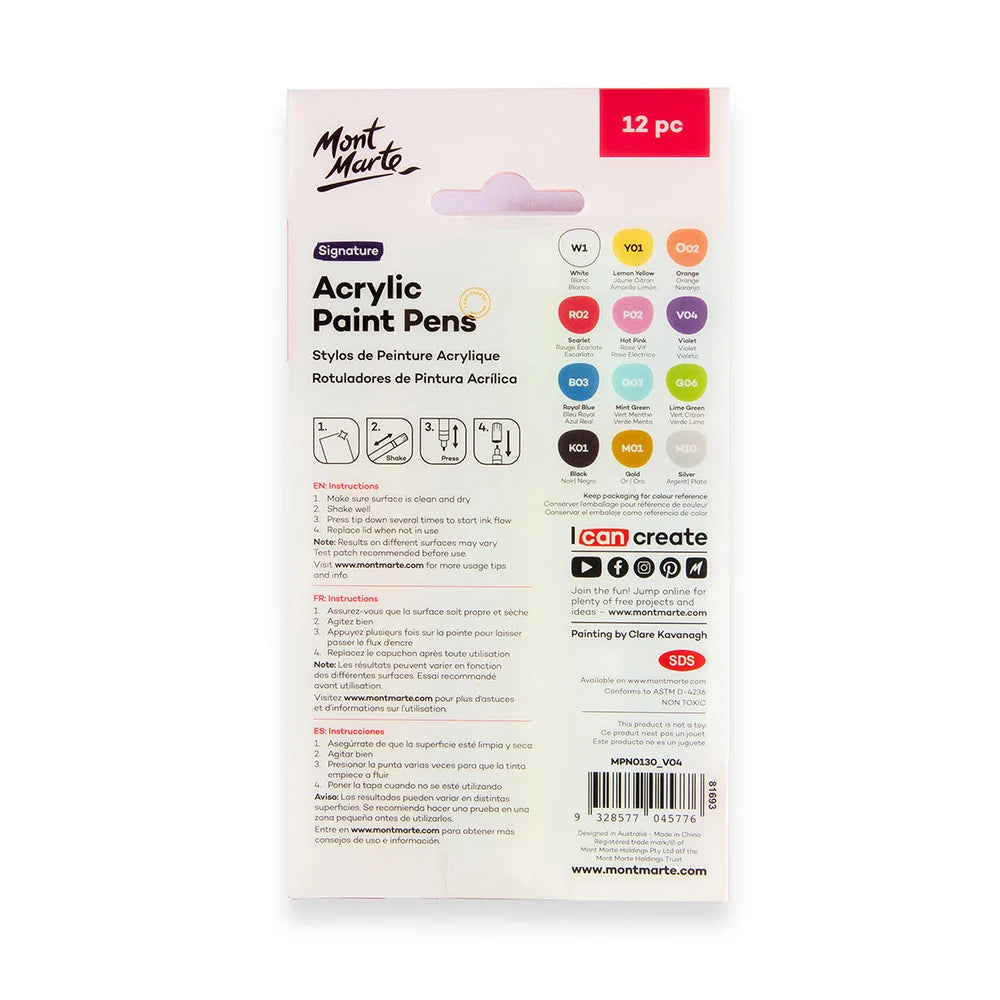 Mont Marte Signature Acrylic Paint Pens 12pcs