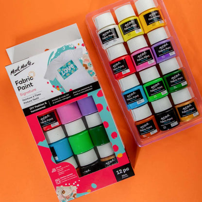 Mont Marte Signature Fabric Paint Set 20ml 12pcs