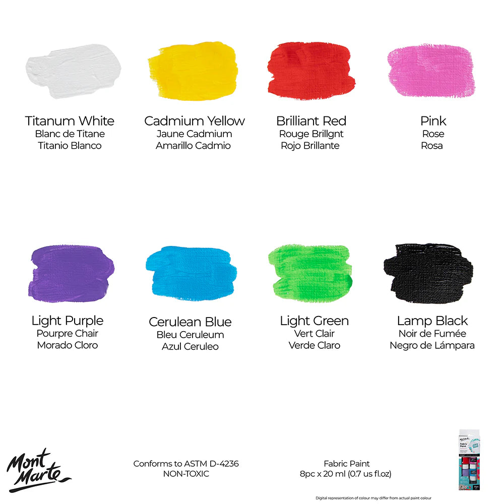 Mont Marte Signature Fabric Paint Set 20ml 8pcs