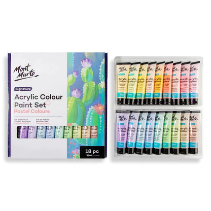 Mont Marte Pastel Acrylic Color Paint Set 36ml 18pcs