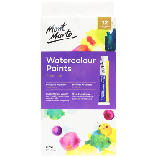 Mont Marte Watercolour Paints Premium Set 8ml 12pcs