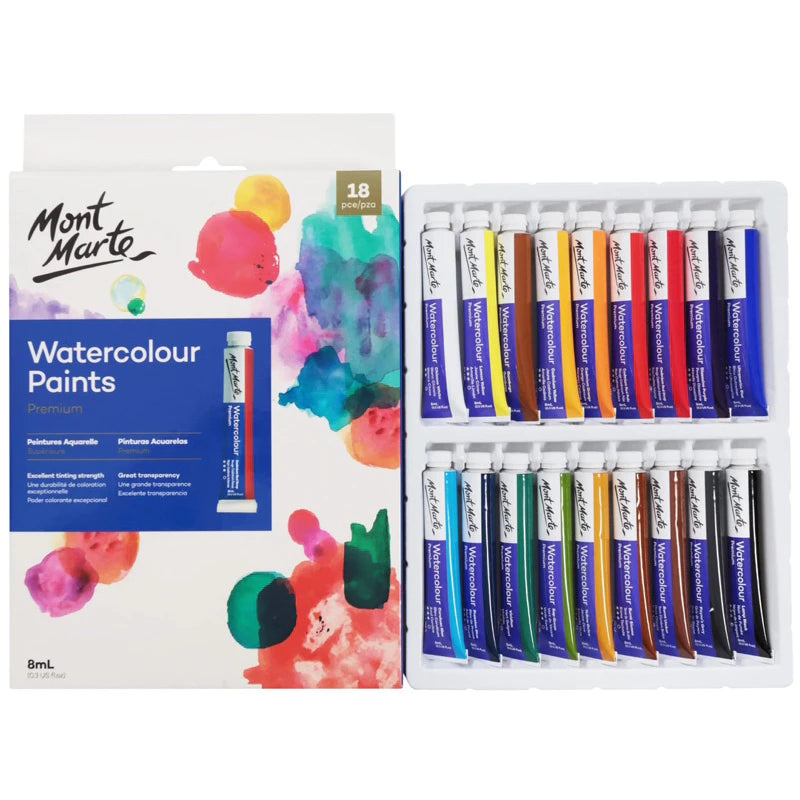 Mont Marte Watercolour Paints Premium Set 8ml 18pcs