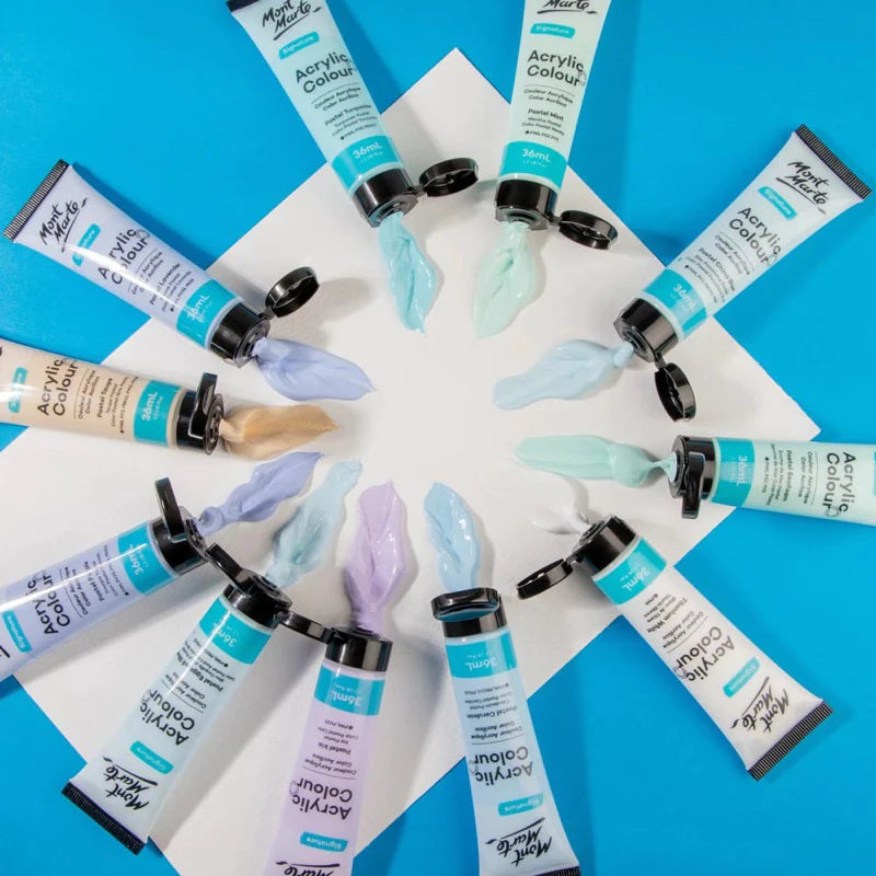 Mont Marte Pastel Acrylic Color Paint Set 36ml 18pcs