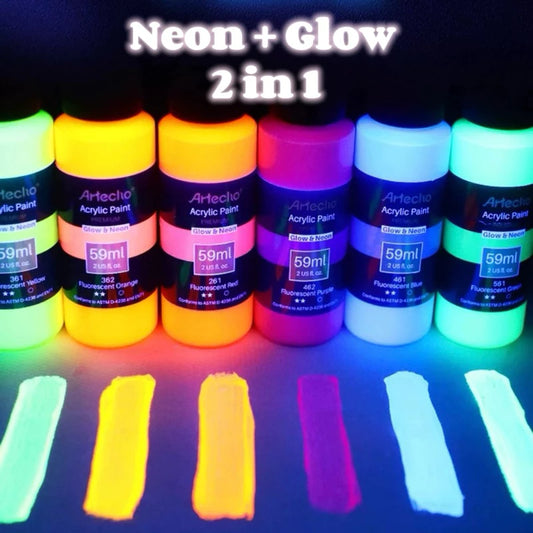 Artecho Neon + Glow In The Dark Acrylic Paint 59ml