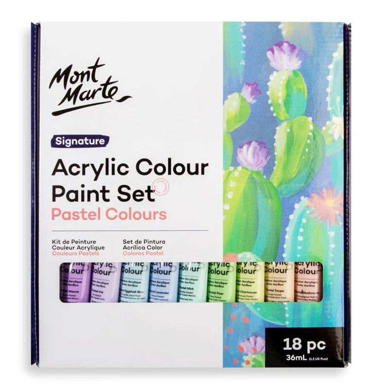 Mont Marte Pastel Acrylic Color Paint Set 36ml 18pcs