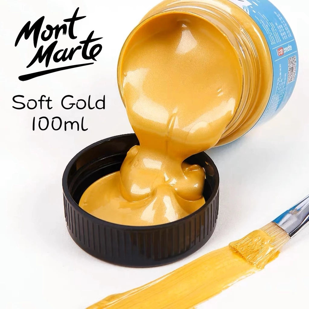 Mont Marte Gold & Silver Acrylic Paint 100ml 300ml