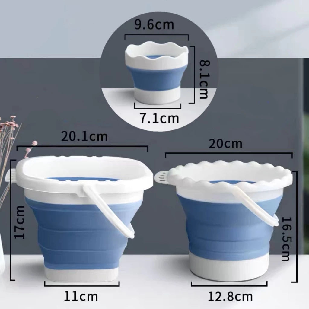 Silicon Foldable Painting Bucket + Brush Holder