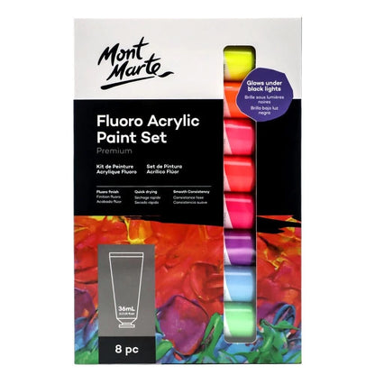 Mont Marte Fluoro Acrylic Paint Set 36ml 8pcs