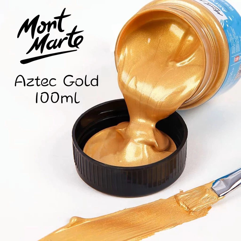 Mont Marte Gold & Silver Acrylic Paint 100ml 300ml