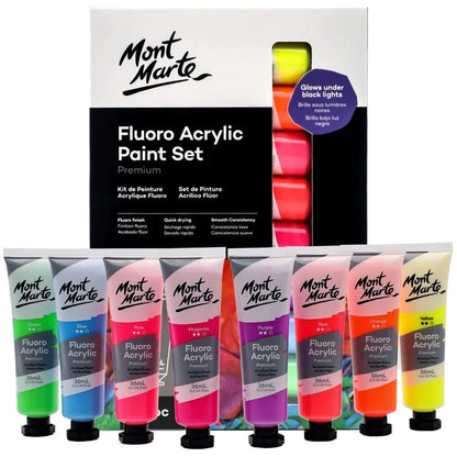 Mont Marte Fluoro Acrylic Paint Set 36ml 8pcs