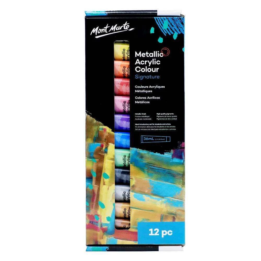 Mont Marte Metallic Acrylic Color Paint Set 36ml 12pcs