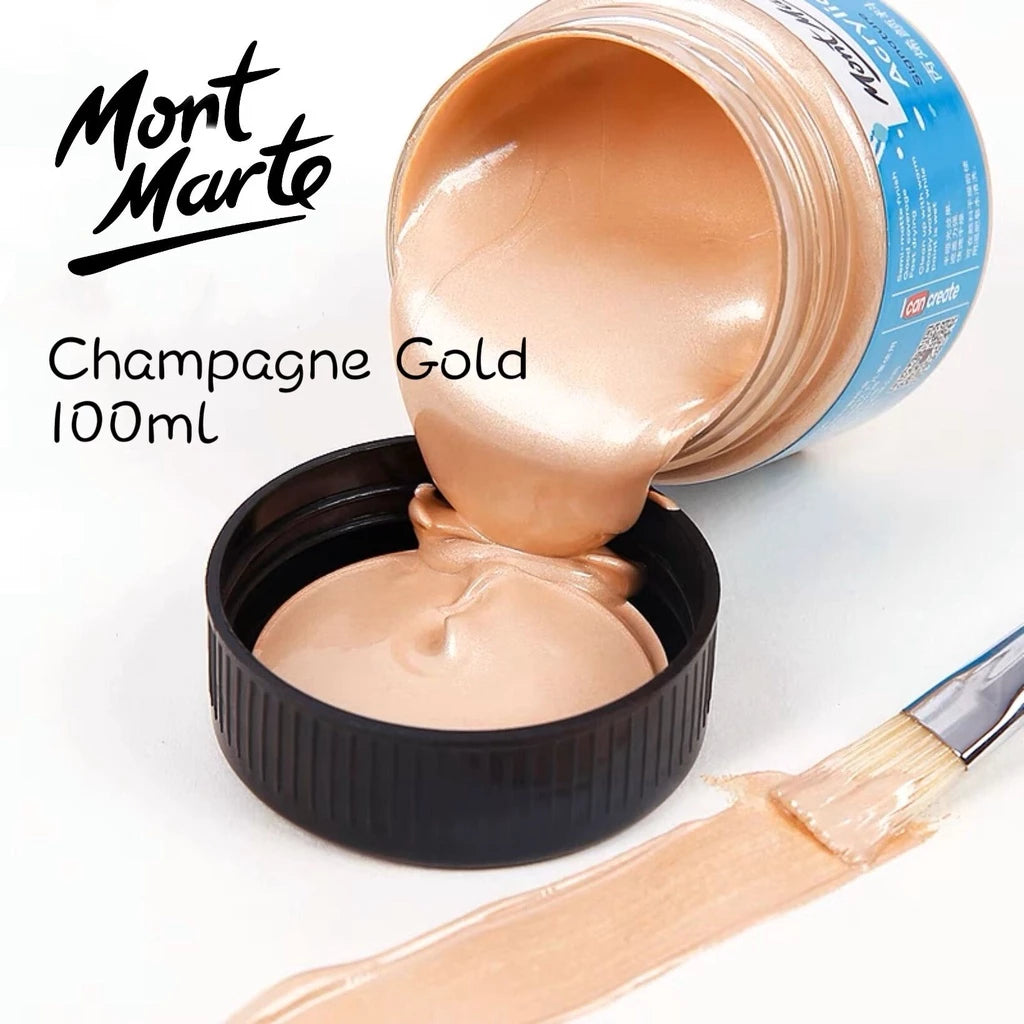 Mont Marte Gold & Silver Acrylic Paint 100ml 300ml