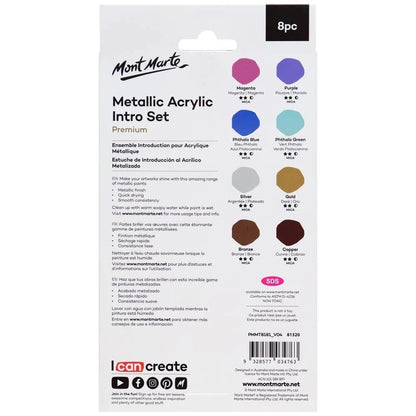 Mont Marte Metallic Acrylic Paint Set 18ml 8pcs