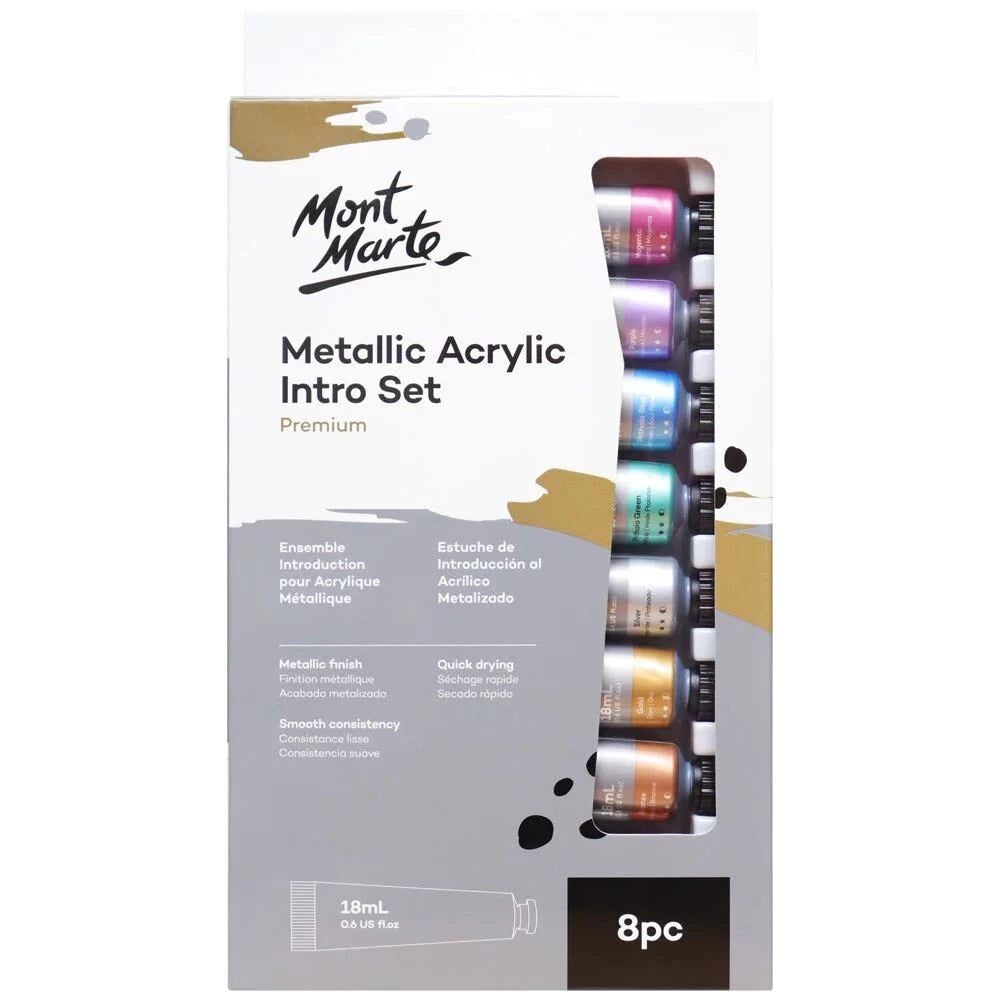 Mont Marte Metallic Acrylic Paint Set 18ml 8pcs