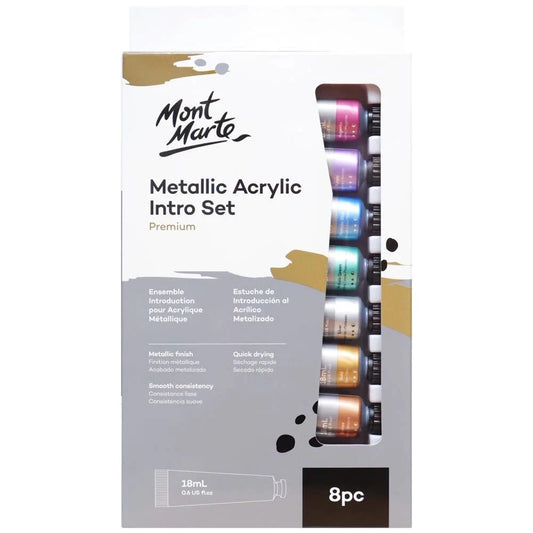 Mont Marte Metallic Acrylic Paint Set 18ml 8pcs