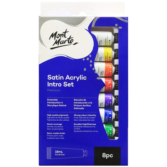 Mont Marte Satin Acrylic Paint Set 18ml 8pcs