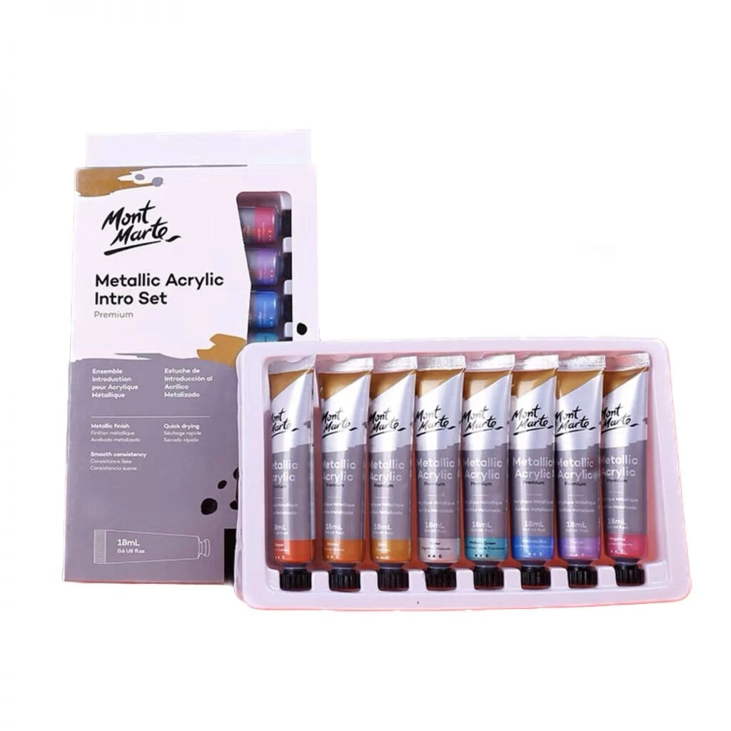 Mont Marte Metallic Acrylic Paint Set 18ml 8pcs