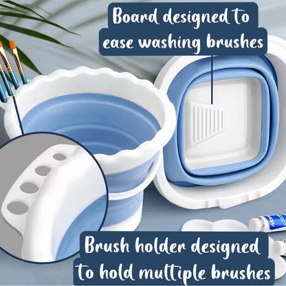 Silicon Foldable Painting Bucket + Brush Holder