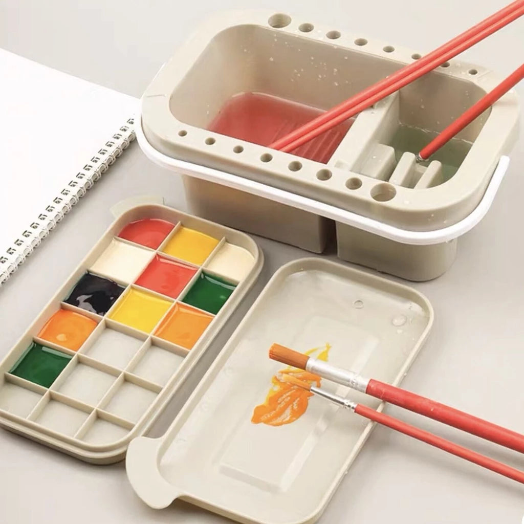 Multifunctional Paint Brush Bucket Storage Box + Brush Holder