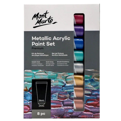 Mont Marte Metallic Acrylic Paint Set 36ml 8pcs