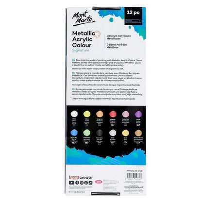 Mont Marte Metallic Acrylic Color Paint Set 36ml 12pcs