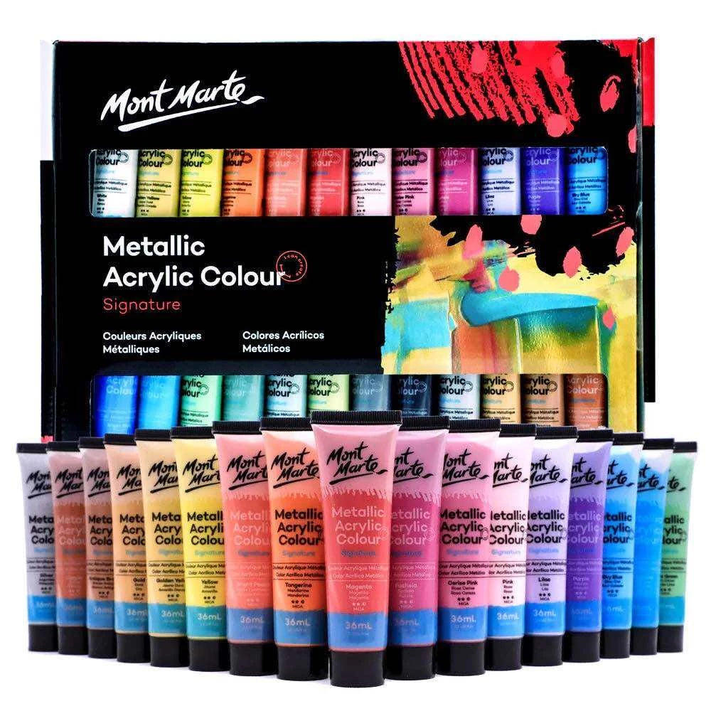 Mont Marte Metallic Acrylic Color Paint Set 36ml 24pcs